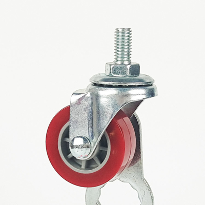 1.5 Inch Red PU Small Swivel Casters M8 Threaded Stem Furniture Silent Wheels Manufacturer YLcaster