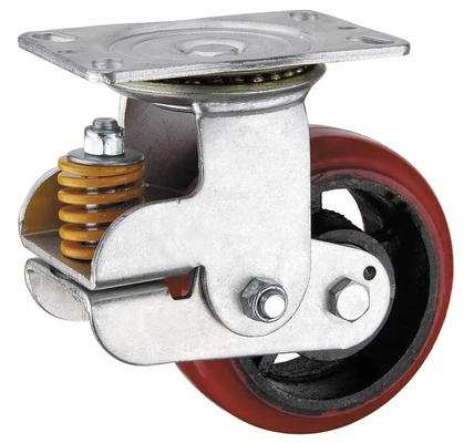 Total Lock Ball Bearing Polyurethane Casters Swivel With Lock Hollow Core Wheel 194mm Height