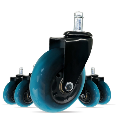 Office Chair Caster Wheels Set Of 5 Minimal Blue Transparent Light Duty Furniture Casters