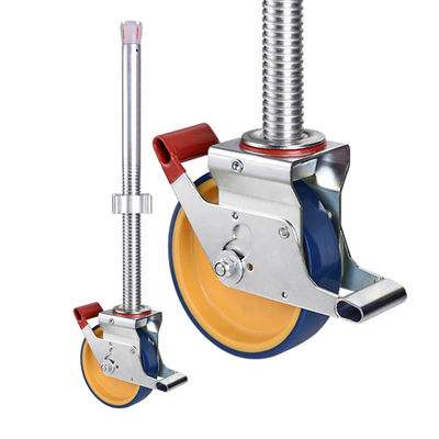 PU Swivel 5inch Scaffolding Wheels 1320lbs Loading Long Aluminium Stem