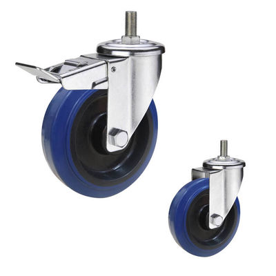 200kg Capacity 125x36mm Rubber Casters With Steel Bracket