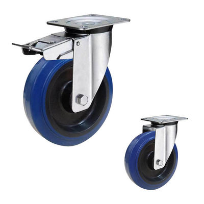 200kg Capacity 125x36mm Rubber Casters With Steel Bracket