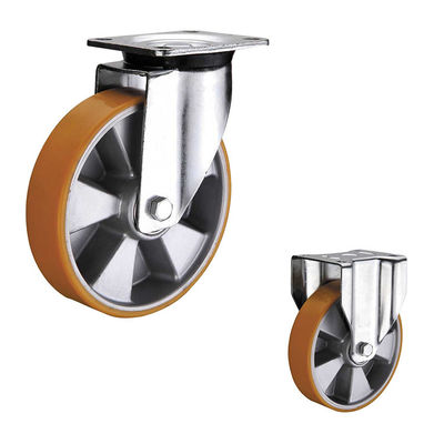 200mm Rigid Plate  Aluminium Core PU Nylon Casters Heavy Duty