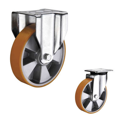 200mm Rigid Plate  Aluminium Core PU Nylon Casters Heavy Duty