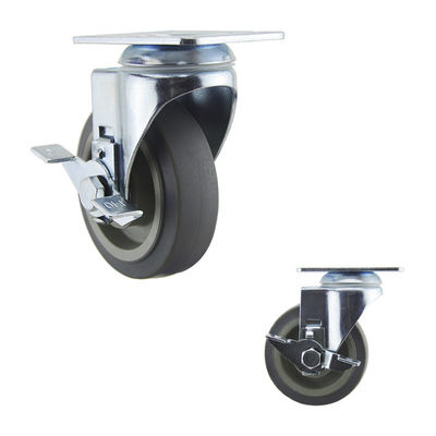 100mm Wheel TPR Swivel Side Brake Medium Duty Casters