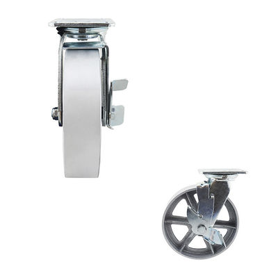 8x2 Inch Cast Iron 300kg  Capacity Hollow Swivel Lock Heavy Duty Casters
