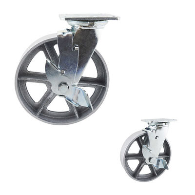 8x2 Inch Cast Iron 300kg  Capacity Hollow Swivel Lock Heavy Duty Casters