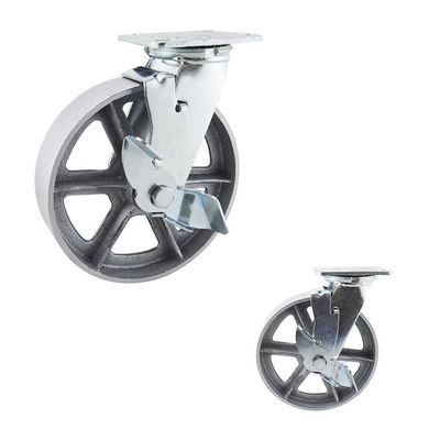 8x2 Inch Cast Iron 300kg  Capacity Hollow Swivel Lock Heavy Duty Casters