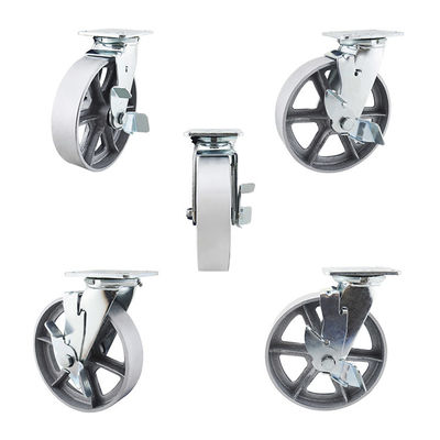 8x2 Inch Cast Iron 300kg  Capacity Hollow Swivel Lock Heavy Duty Casters