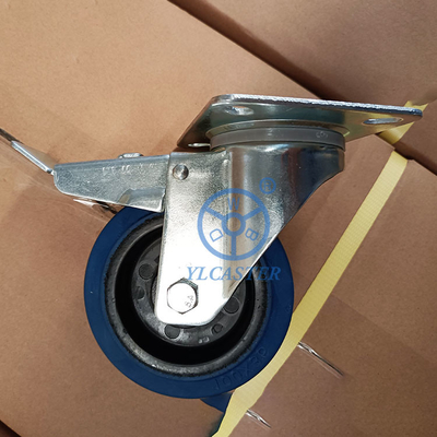 200kg Capacity 125x36mm Rubber Casters With Steel Bracket