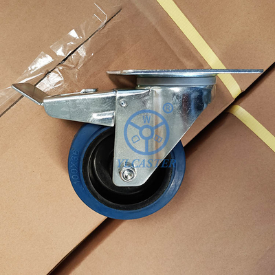 200kg Capacity 125x36mm Rubber Casters With Steel Bracket