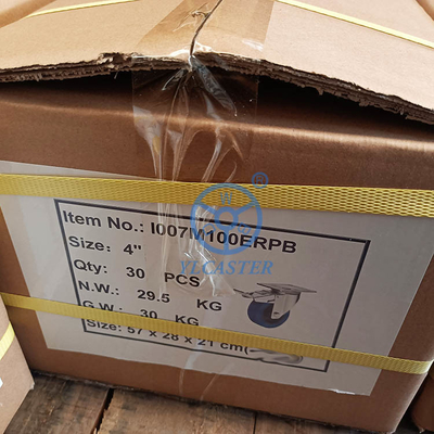 200kg Capacity 125x36mm Rubber Casters With Steel Bracket