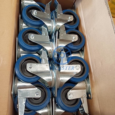 200kg Capacity 125x36mm Rubber Casters With Steel Bracket