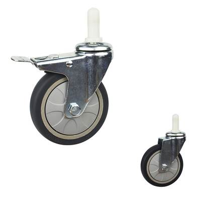 100x27mm TPR Swivel Head Casters Zinc Painted For Food Cart