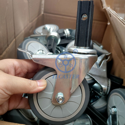 100x27mm TPR Swivel Head Casters Zinc Painted For Food Cart