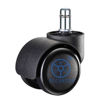 7/16"X27/32" Grip Ring Stem Twin Wheel Chair Casters With Black Pu Tread 2 Inch