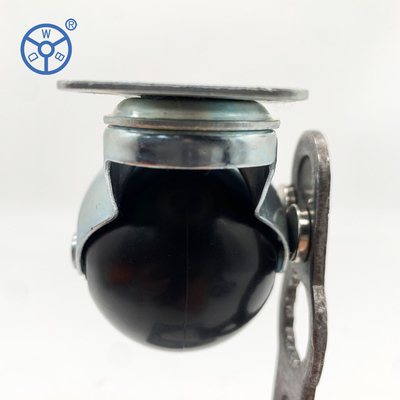 50mm Diameter Black Plastic Top Plate Ball Casters With Side Brake