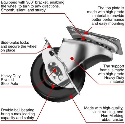 Bánh xe nylon gắn đế có vòng bi và bánh xe lõi đặc, giải pháp di chuyển bền bỉ, chịu tải nặng, cấp công nghiệp