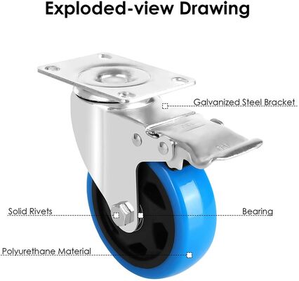 Vật liệu nhà thép ốp cao su có đường kính bánh xe từ 3 đến 8 inch bao gồm hình quả cầu lăn hai và loại vòng bi đơn giản
