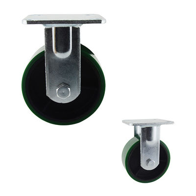 400kg Sắt PU tấm cố định 5 inch Bánh xe xoay vòng bi đôi
